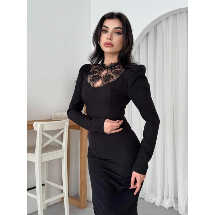 Port Dantel Detay Elbise