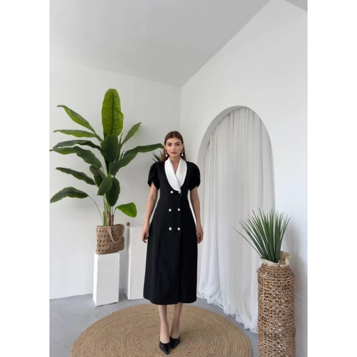 Reta Düğme Detaylı Elbise