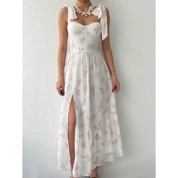 Roseta Bağlamalı Midi Elbise