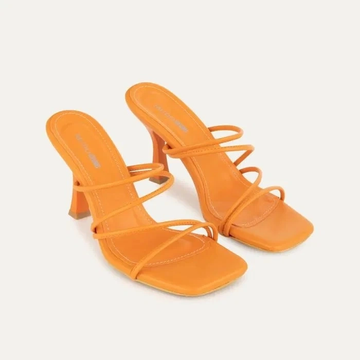 Sabıo Turuncu Cilt Topuklu Terlik