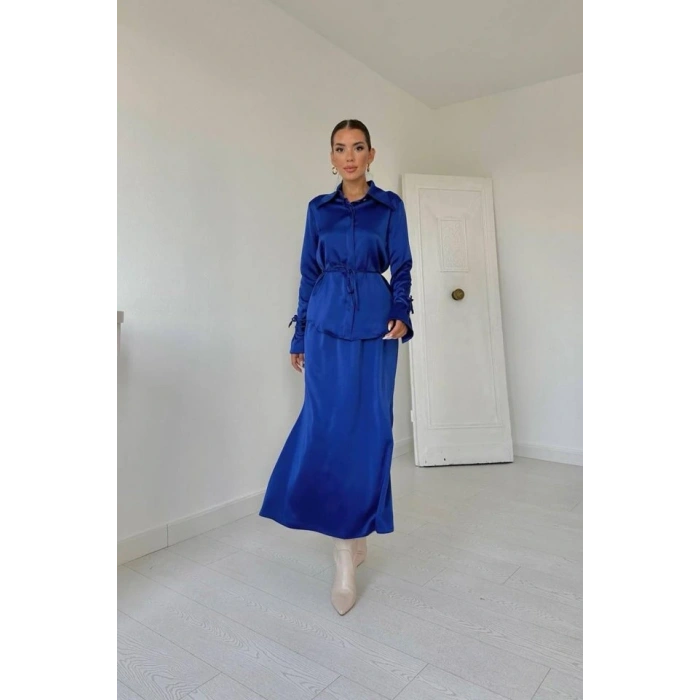 Saks Biyeli Gömlek Ve Etek Takım