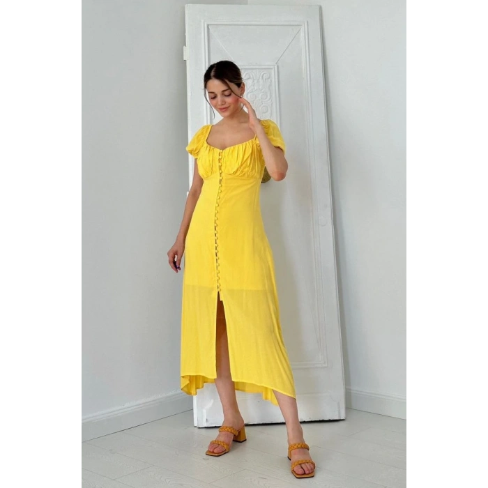 Sarı Prenses Yaka Elbise