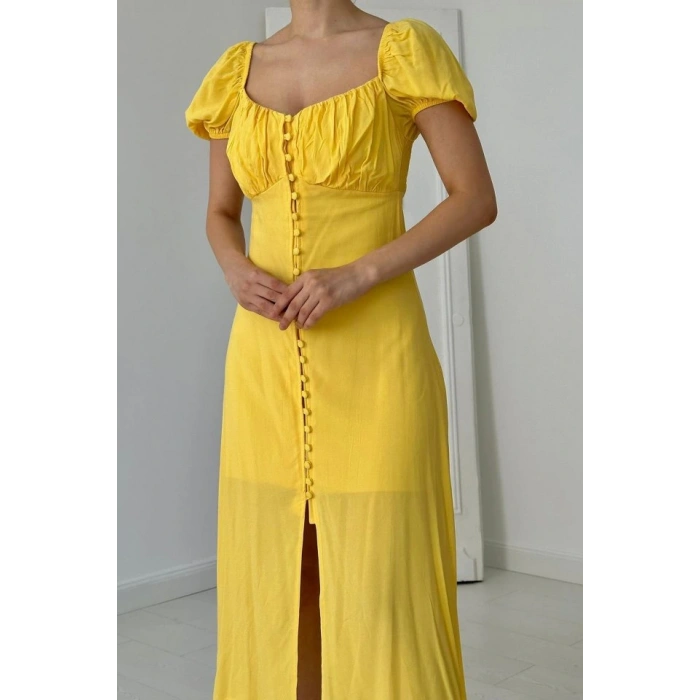 Sarı Prenses Yaka Elbise