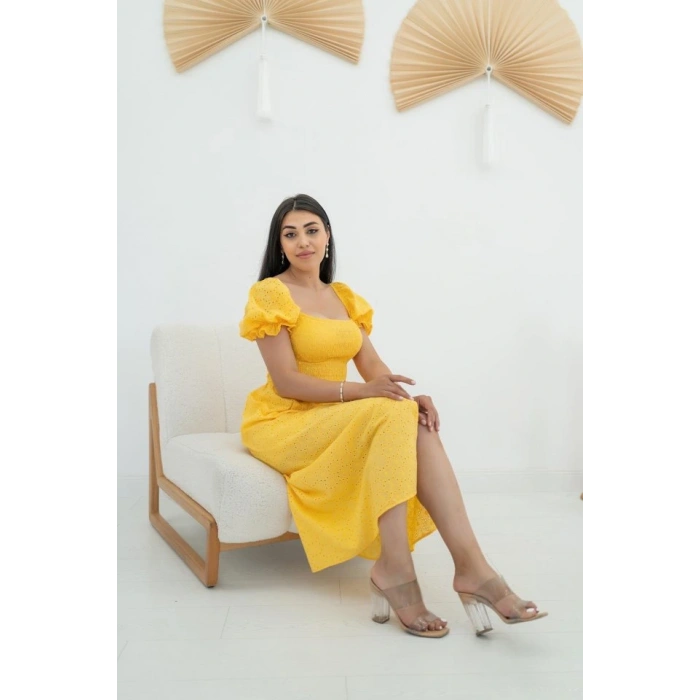Sarı Tokalı Fisto Elbise