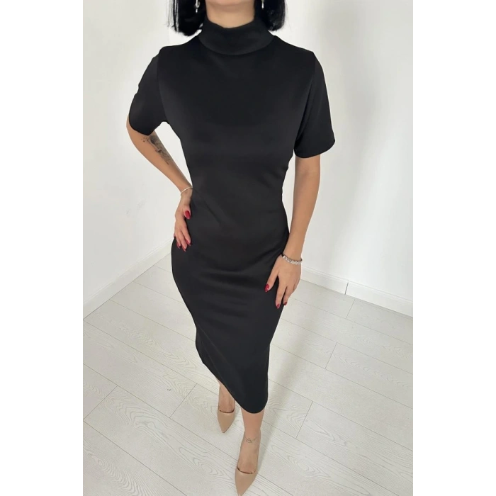 Siyah Balıkçı Yaka Elbise
