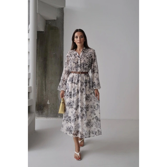 Siyah Biye Detaylı Elbise