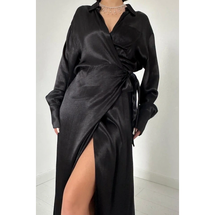 Siyah Kuşaklı Gömlek Elbise