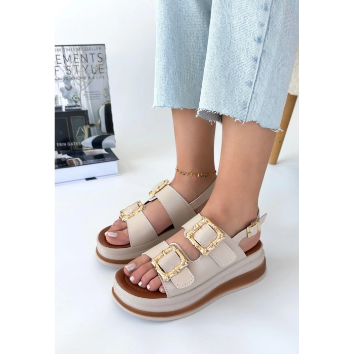 Stan Bej Cilt Sandalet