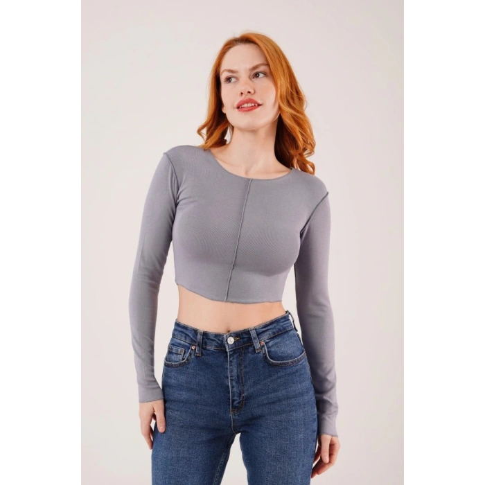 Ters Dikişli Basic Antrasit Body Bluz