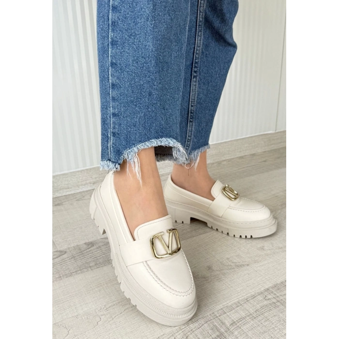 Tinea Bej Cilt Oxford Ayakkabı