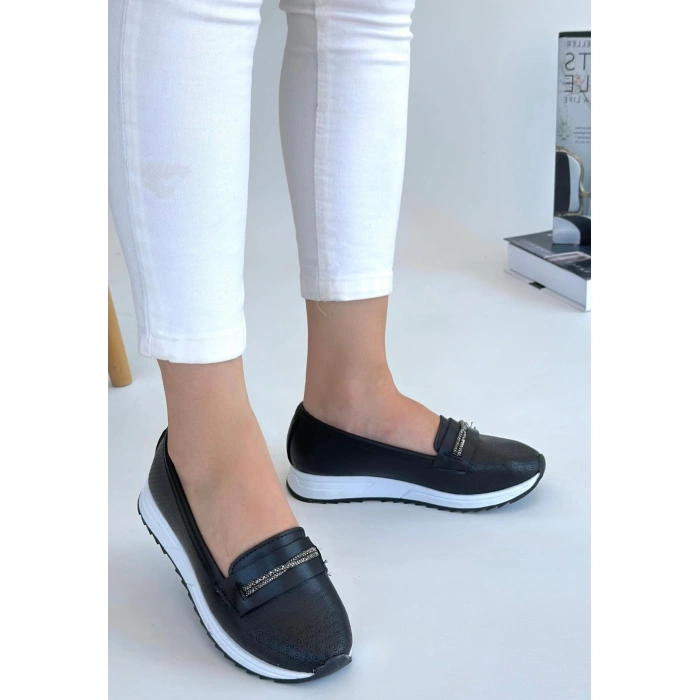 Troy Siyah Cilt Babet Ayakkabı