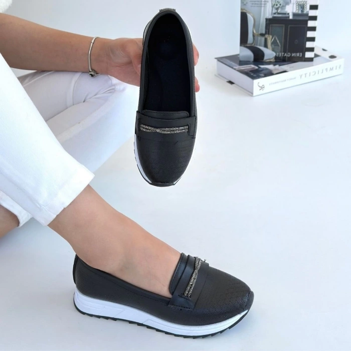 Troy Siyah Cilt Babet Ayakkabı