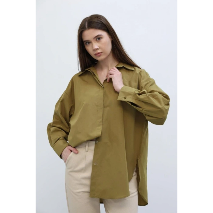 Uzun Kol Gömlek - Koyu Haki