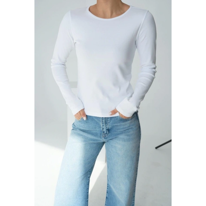 Uzun Kol Örme Body - Beyaz