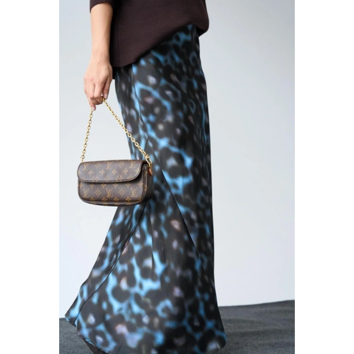 Uzun Saten ETEK - Siyah-Mavi