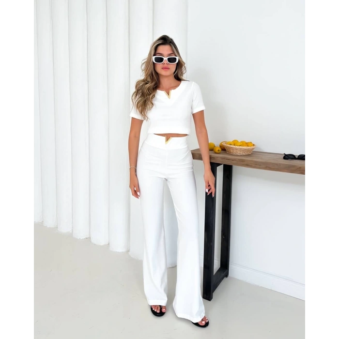 V aksesuarlı ottoman takım beyaz s255850