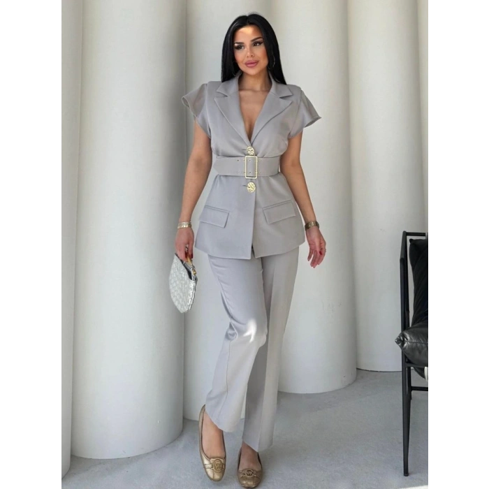 Vatkalı Yelek Pantolon İkili Takım