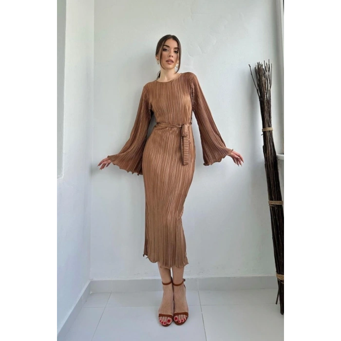 Vizon İspanyol Kol Piliseli Elbise