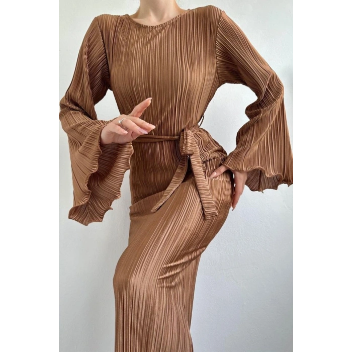 Vizon İspanyol Kol Piliseli Elbise