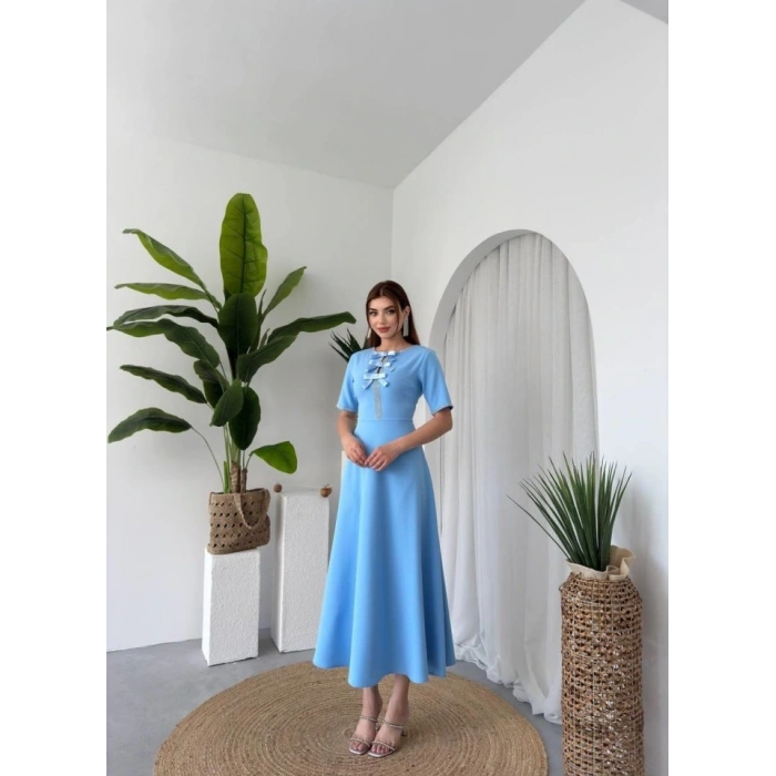 Wera Taşlı Fiyonk Detaylı Elbise