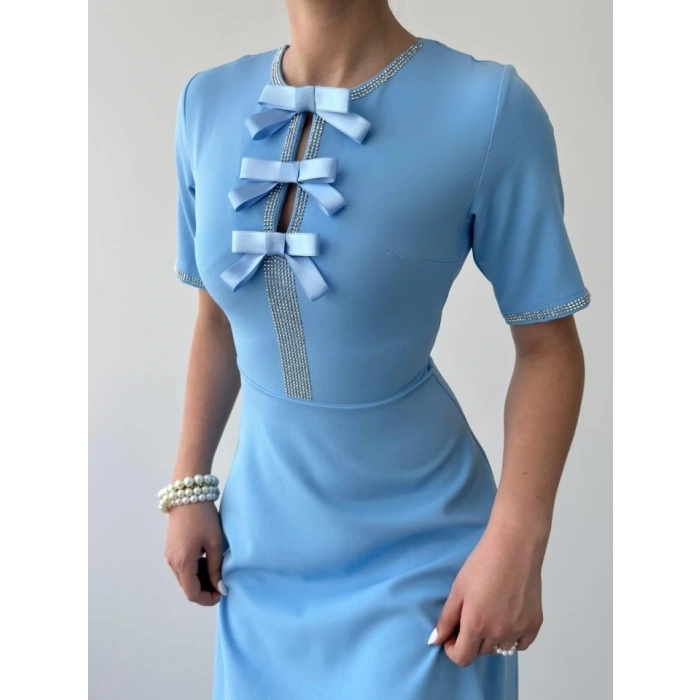 Wera Taşlı Fiyonk Detaylı Elbise