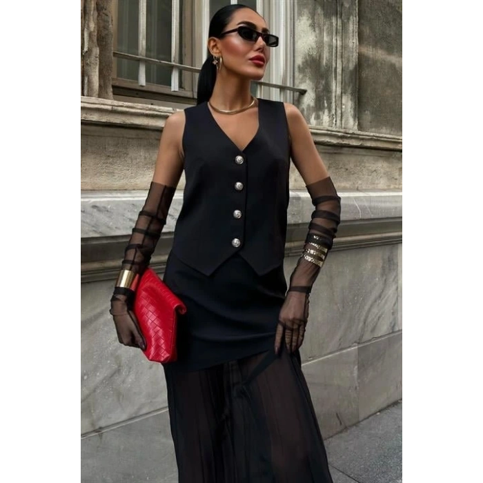 Yelek Ve Pilise Etekli Premium Takım 10096