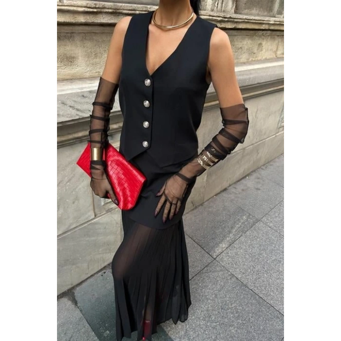 Yelek Ve Pilise Etekli Premium Takım 10096