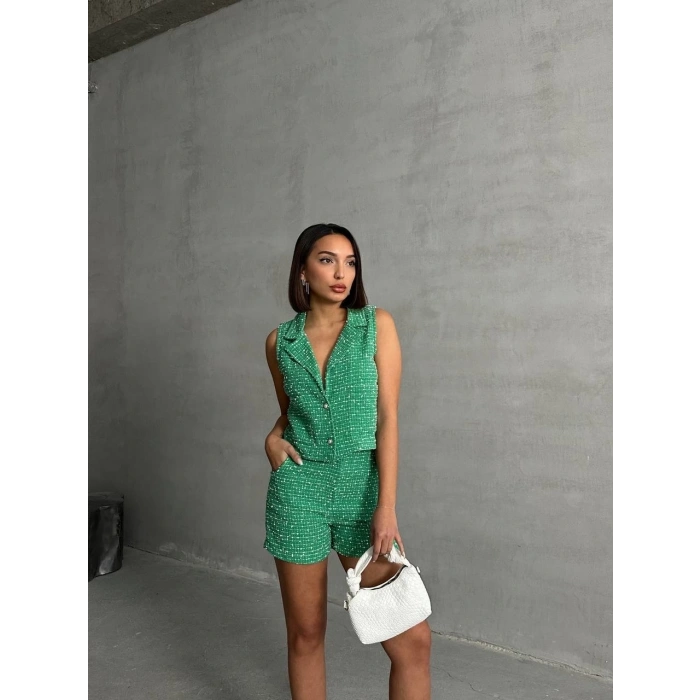 Yelekli şort takım Yeşil