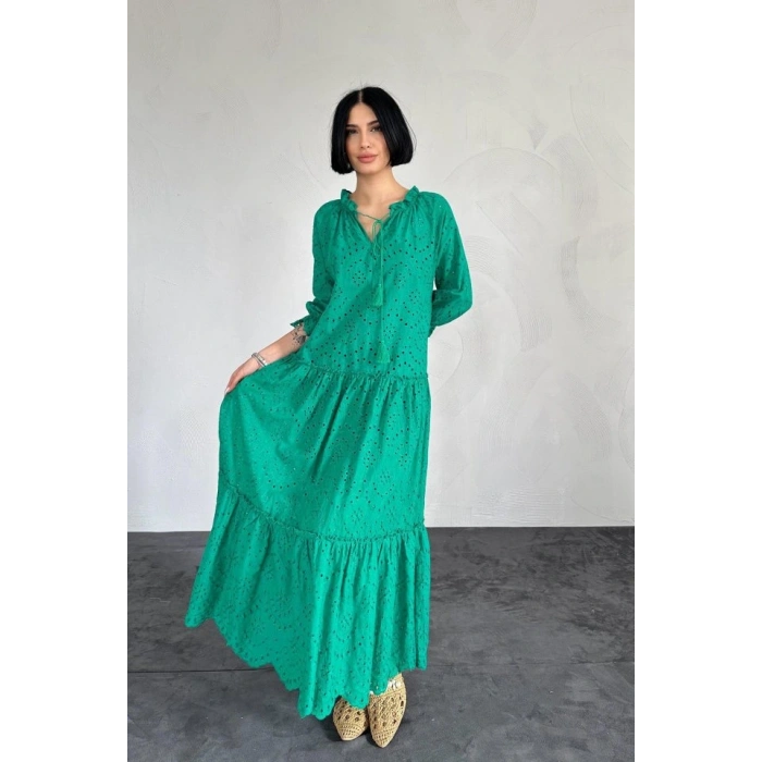 Yeşil Dantelli New Elbise
