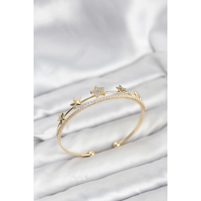 Yıldız Model Gold Renk Pirinç Kadın Bileklik