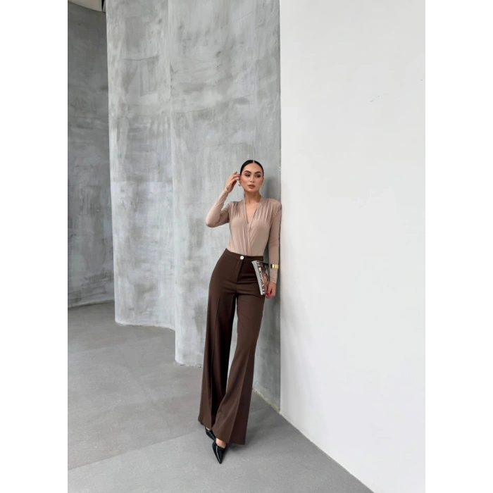 Yüksek Bel Straight Fit Palazzo Pantolon