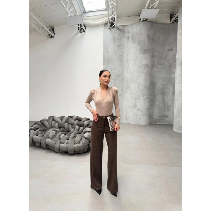 Yüksek Bel Straight Fit Palazzo Pantolon