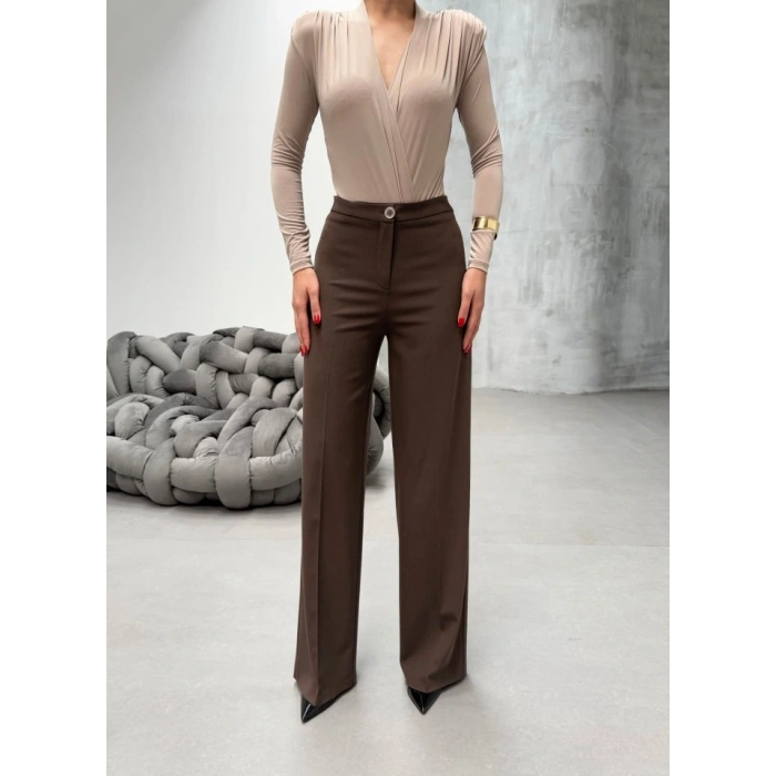Yüksek Bel Straight Fit Palazzo Pantolon