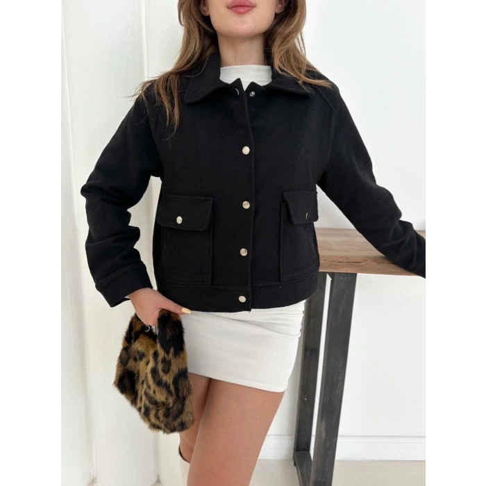 Zr model kaşe ceket siyah st255807