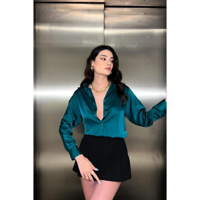 Zümrüt Saten Gömlek