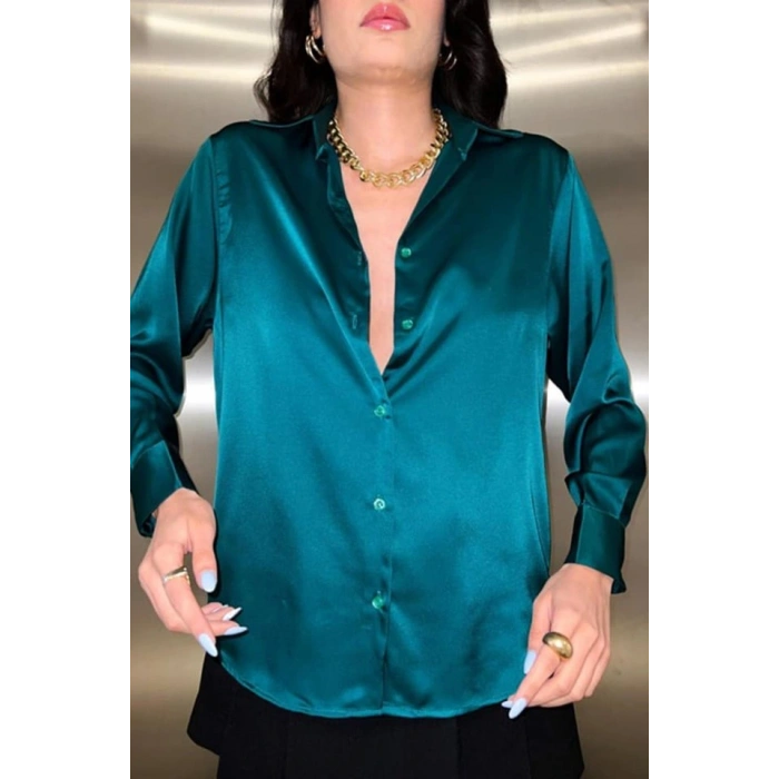 Zümrüt Saten Gömlek