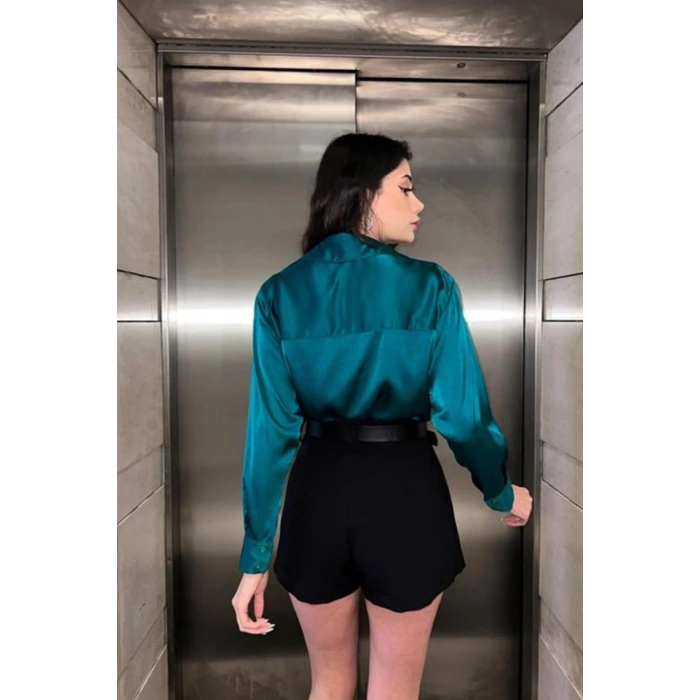 Zümrüt Saten Gömlek