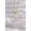316L Çelik Gold Renk Beyaz Mineli Karışık Figürlü Tarot Kolye