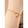 316L Çelik Gold Renk Zincir Model Kalp Figür Kadın Bileklik