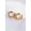 316L Çelik Gold Renk Zirkon Taşlı Minimal Model Halka Küpe