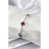 316L Çelik Gümüş Renk Bordo Baby Boy Yonca Kadın Bileklik