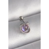 316L Çelik Gümüş Renk Mor Mineli Kalp Zirkon Taş Detay Tragus Piercing