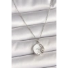 316L Çelik Gümüş Renk Zincir Beyaz Mineli Gün Batımı Model Kadın Kolye