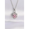 316L Çelik Zincir Gümüş Renk Pembe Zirkon Taşlı Rapunzel Kolye