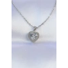 316L Çelik Zincir Gümüş Renk Zirkon Taşlı Charm Kalp Kolye