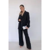 Siyah Çizgili Ceket - Yelek Ve Pantolon Takım