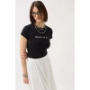 Baskılı Likralı Crop T-Shirt