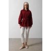 Bel Detaylı Gömlek - Bordo