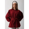 Bel Detaylı Gömlek - Bordo