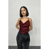 Bordo Askılı Degaje Bluz